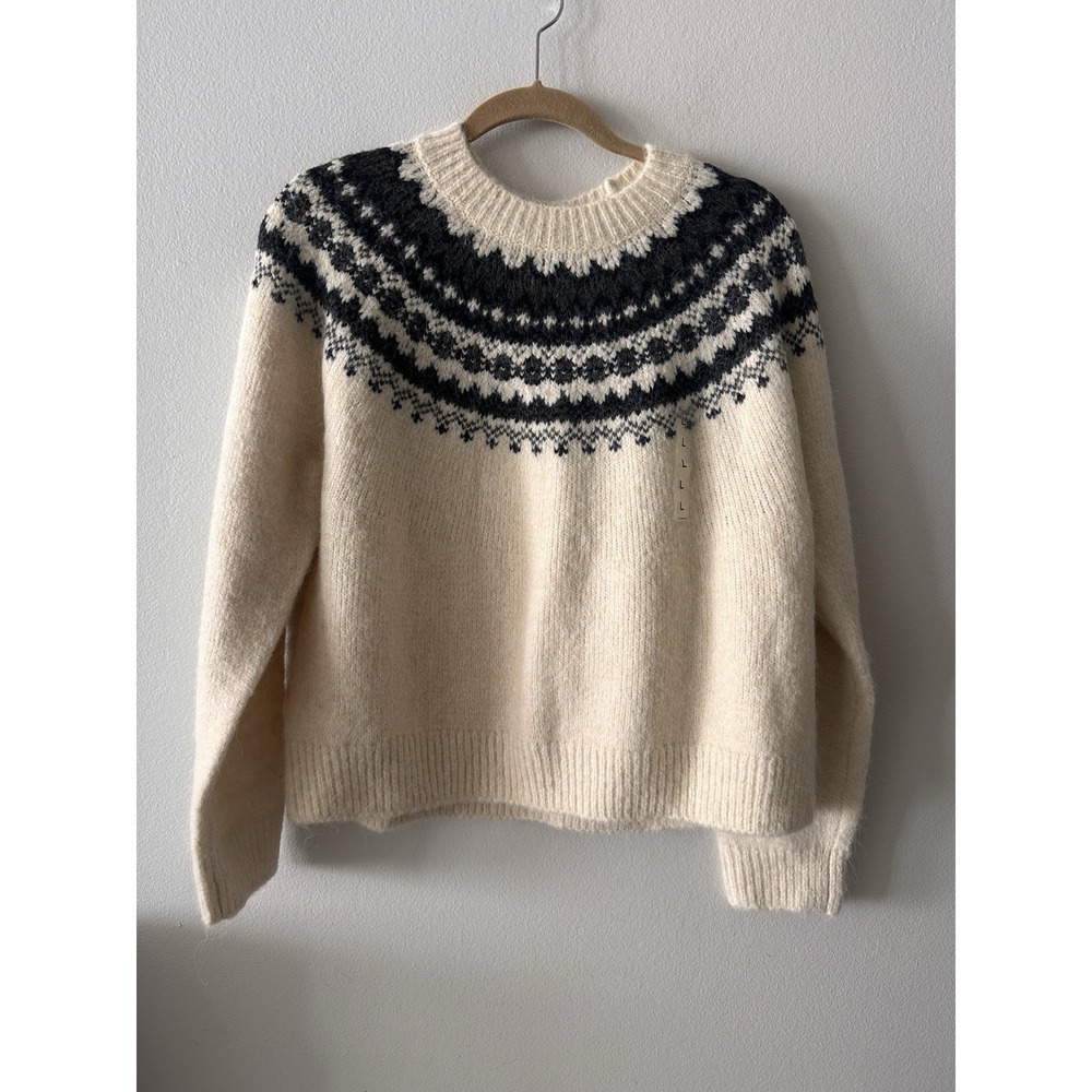 Uniqlo Crewneck Sweater Fair Isle Nordic Wool Blend Winter Womens Size Large NWT